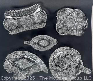 Five (5) Clear Cut Crystal Serving Bowls