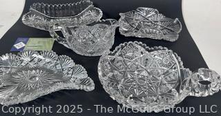 Five (5) Clear Cut Crystal Serving Bowls
