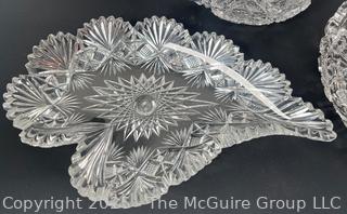 Five (5) Clear Cut Crystal Serving Bowls