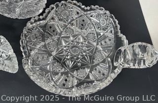 Five (5) Clear Cut Crystal Serving Bowls
