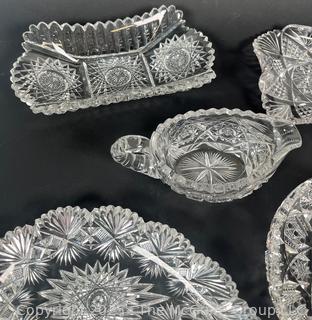 Five (5) Clear Cut Crystal Serving Bowls