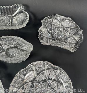 Five (5) Clear Cut Crystal Serving Bowls