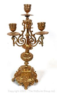 Four (4) Light Gilt Bronze Baroque Candelabra 