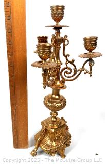 Four (4) Light Gilt Bronze Baroque Candelabra 