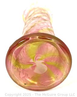 Hand Blown Pink Swirl Art Glass Vase 