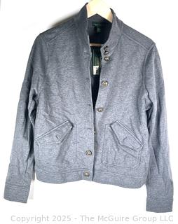Women's Grey Cotton Ralph Lauren Button Front Jacket, Large New with Tags