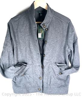 Women's Grey Cotton Ralph Lauren Button Front Jacket, Large New with Tags