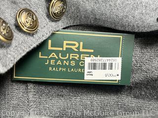Women's Grey Cotton Ralph Lauren Button Front Jacket, Large New with Tags
