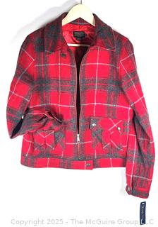 Pendleton Wool Red Plaid Mackinaw Cruiser Jacket. Large, New with Tags