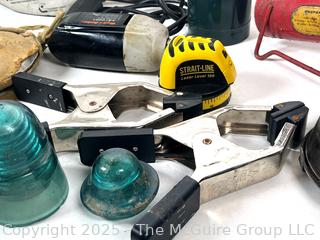 Camping Items, Jumper Cables, Glass Insulators, Corded Drill, Etc