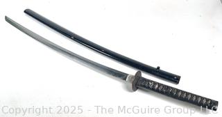 18th Century Edo Period Japanese Handmade Wakizashi Short Sword with Lacquered Scabbard and Sageo