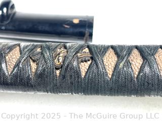 18th Century Edo Period Japanese Handmade Wakizashi Short Sword with Lacquered Scabbard and Sageo