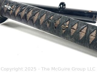 18th Century Edo Period Japanese Handmade Wakizashi Short Sword with Lacquered Scabbard and Sageo