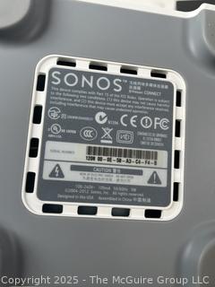 LG Blue-ray Player, SONOS Audio Amplifier, Speakers, and Remotes.
