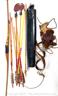 Wooden Bow Archery Set Including Long Bow, Arrows, Quiver and Accessories 