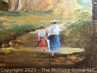 Framed Oil on Canvas of Women Walking Trail Signed by Artist. 23 x 31"