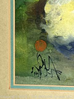Framed Under Glass Watercolor of Flowers Signed by Artist with Chopmark. 18 x 22"