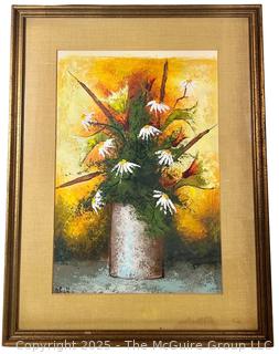Framed Under Glass of Floral Table Scape Signed by Artist. 20 x 25"