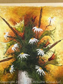 Framed Under Glass of Floral Table Scape Signed by Artist. 20 x 25"