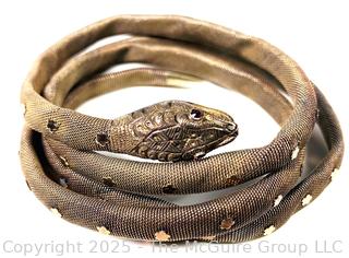 Vermeil Mesh Coiled Snake Wrap Bracelet with Jeweled Eyes