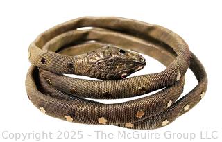 Vermeil Mesh Coiled Snake Wrap Bracelet with Jeweled Eyes