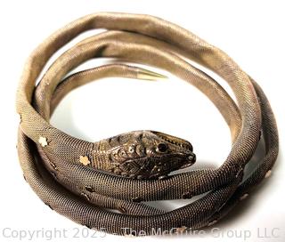 Vermeil Mesh Coiled Snake Wrap Bracelet with Jeweled Eyes