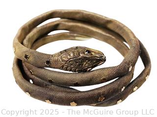 Vermeil Mesh Coiled Snake Wrap Bracelet with Jeweled Eyes