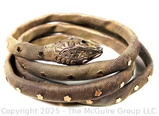 Vermeil Mesh Coiled Snake Wrap Bracelet with Jeweled Eyes