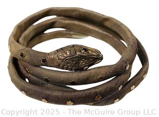 Vermeil Mesh Coiled Snake Wrap Bracelet with Jeweled Eyes