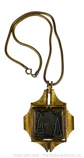 L. Razza Two Tone Libra Zodiac Pendant Necklace
