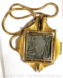 L. Razza Two Tone Libra Zodiac Pendant Necklace