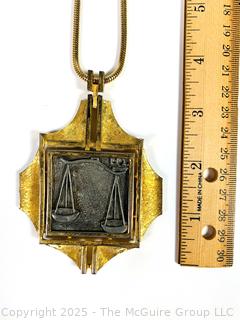 L. Razza Two Tone Libra Zodiac Pendant Necklace