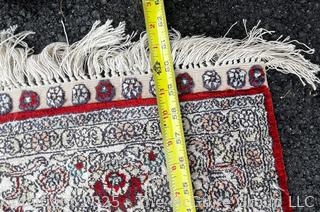 Hand Knotted Signed Silk Turkish Prayer Rug. 37" x 61"