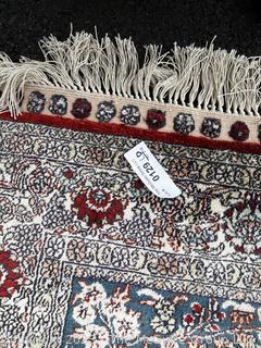 Hand Knotted Signed Silk Turkish Prayer Rug. 37" x 61"