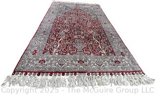 Hand Knotted Signed Silk Turkish Prayer Rug. 37" x 61"