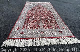 Hand Knotted Signed Silk Turkish Prayer Rug. 37" x 61"