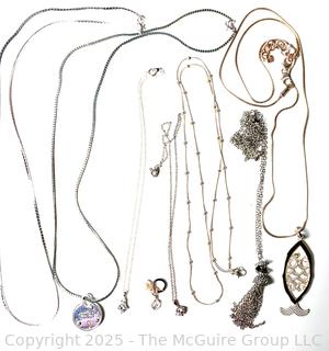 Group of Silver Tone Costume Jewelry Necklaces