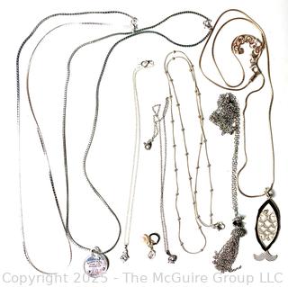 Group of Silver Tone Costume Jewelry Necklaces