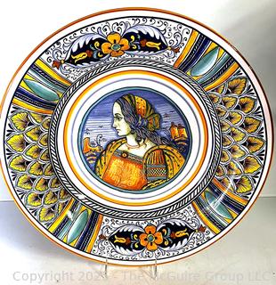 Large Ceramica Nova Deruta Italian Hand Painted Pottery Serving Bowl. 19" diameter.