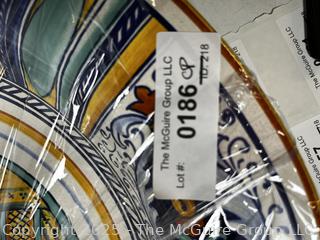 Large Ceramica Nova Deruta Italian Hand Painted Pottery Serving Bowl. 19" diameter.