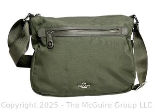 Army Green Coach Nylon Crossbody Handbag, New with Tags. 