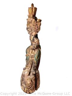 Indo Balinese Carved Wood Goddess Statue.  21" tall