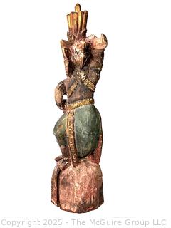 Indo Balinese Carved Wood Goddess Statue.  21" tall