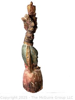 Indo Balinese Carved Wood Goddess Statue.  21" tall