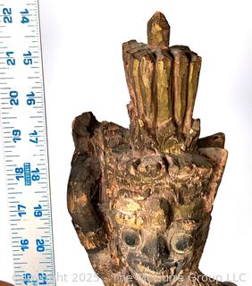 Indo Balinese Carved Wood Goddess Statue.  21" tall