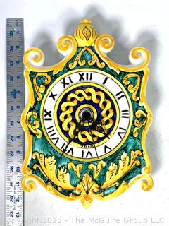 Hand Painted Italian Pottery Wall Clock. 12"