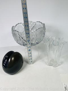 Crystal Bowl, Glass Handkerchief Vase and Rosenthal Studio-Line Vase Designed by Burkhard Vogtherr