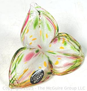Italian Nuova Cristalleria Arzanais Murano Hand Blown Glass Spiral Stem Flower