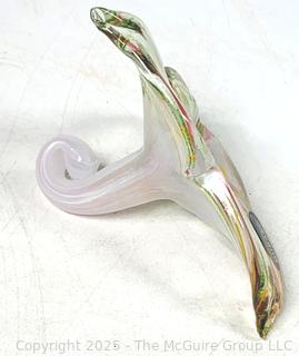 Italian Nuova Cristalleria Arzanais Murano Hand Blown Glass Spiral Stem Flower
