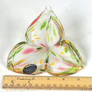 Italian Nuova Cristalleria Arzanais Murano Hand Blown Glass Spiral Stem Flower